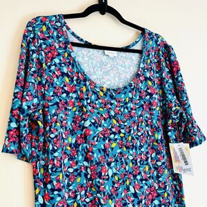 LuLaRoe Ana Long Maxi Dress Turquoise Pink Green Orange Floral 3X 22/24 3XL